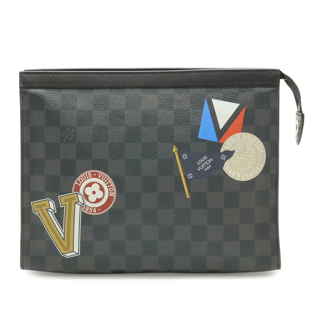 LOUIS VUITTON Damier Graphite Black Pochette Voyage Shoulder Bag